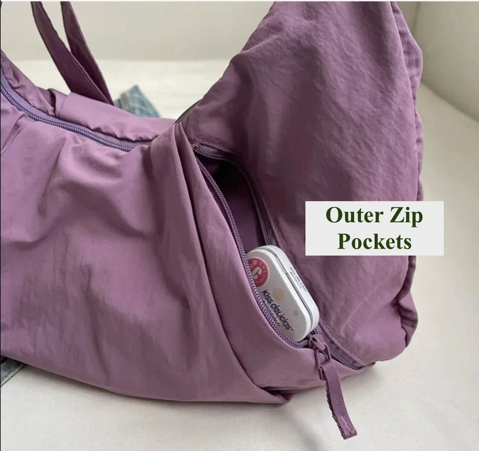 Women’s Nylon Hobo Shoulder Bag Large Capacity Sport Lightweight Crossbody Tote