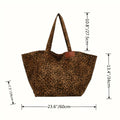 Leopard Print Tote Bag - Large Capacity Nylon Shoulder Bag Open Top Design