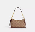 Coach Teri Shoulder Bag Canvas Leather Brown CV933 Free Shipping
