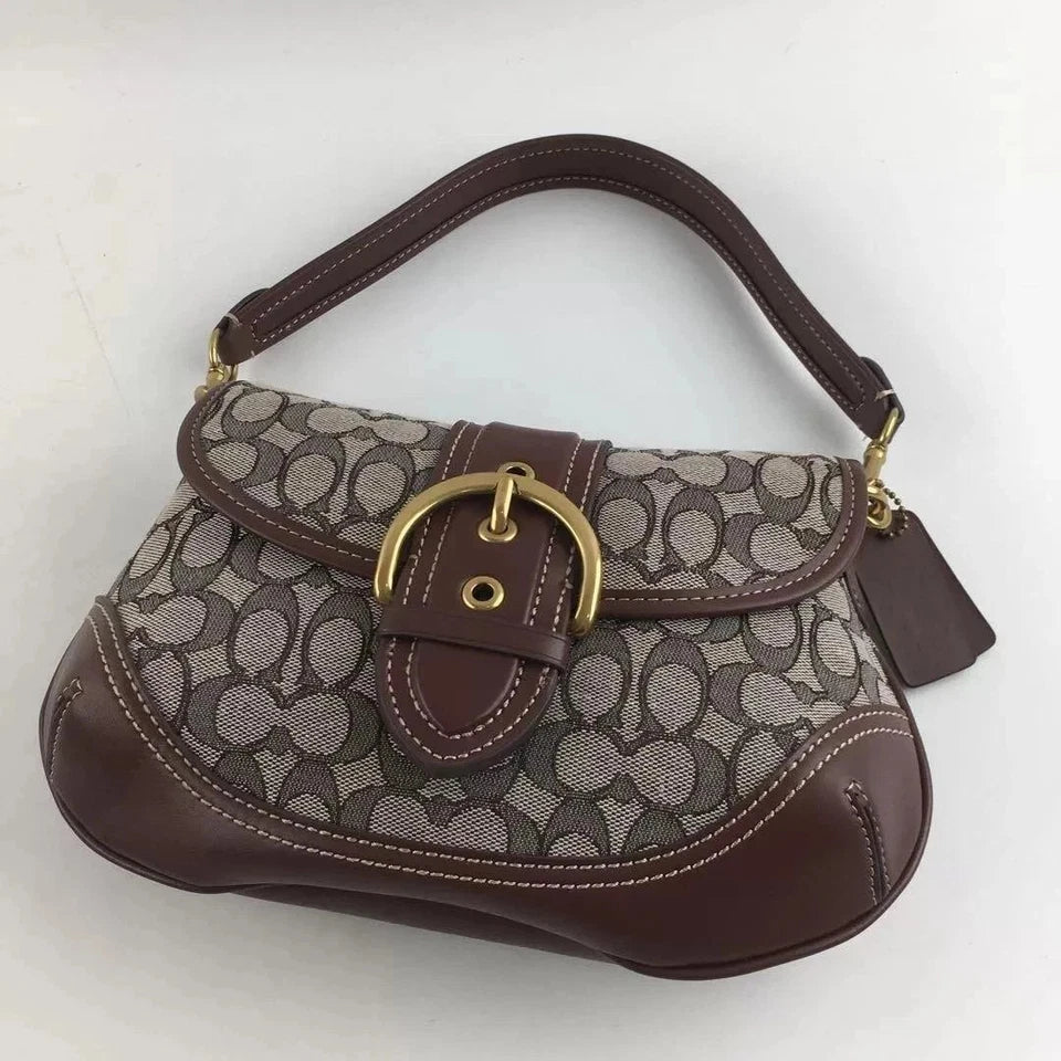Coach CJ814 Soho Bag Signature Jacquard Maple Brown Shoulder Handbag